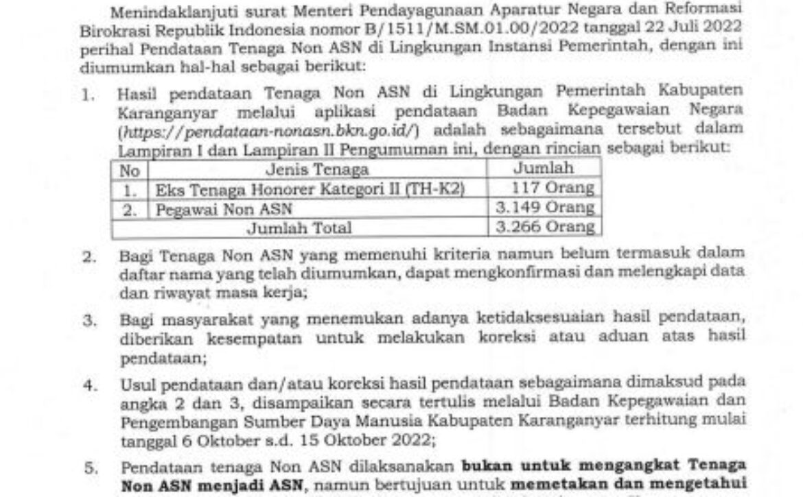 hasil pendataan non ASN