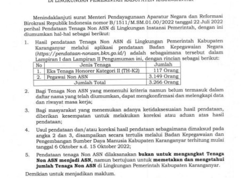 hasil pendataan non ASN